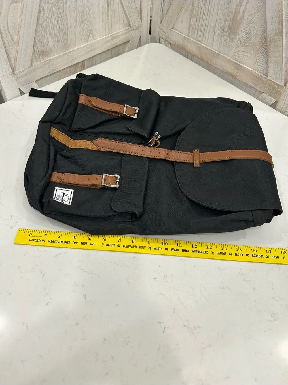Herschel Supply Company Black Backpack with Brown Trim